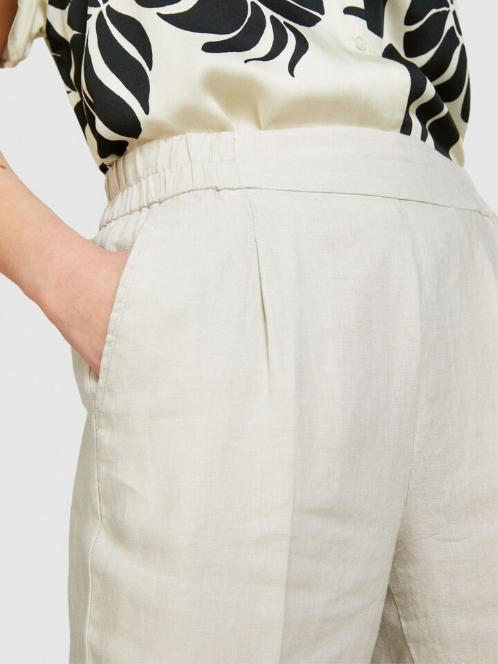 100% linen joggers - women's joggers - Creamy White | Sisley image number 5